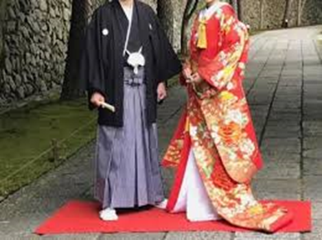 色打掛は、花嫁が着る和装の中で特に華やかで存在感のある衣装です。白無垢と同じ「打掛」スタイルですが、色や柄の自由度が高く赤や金、緑や黒など鮮やかな地色に、鶴、松、牡丹などの縁起の良い文様があしらわれます。