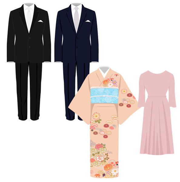 基本は、本人や両親よりも、格が低くなる服装を選びます。

大切なのは、主役である本人よりも目立たない服装にするということ、、、

格だけでなく、色味なども本人の服装より控えめにするよう心がけるといいかもしれません！ また祖父母などの親戚が参加する場合も、兄弟姉妹と服装のマナーは同じで、控えめな服装を意識すると良いでしょう。